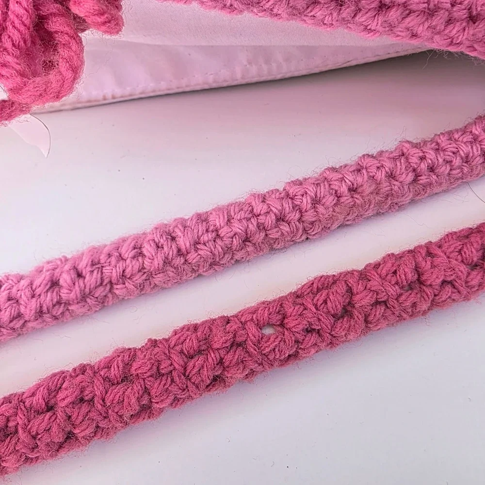 Crocheted Hangers Pink Set of 2 Decorative Clothes Hangers for Closet